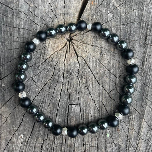 Armband "Hämatit & matter Onyx"