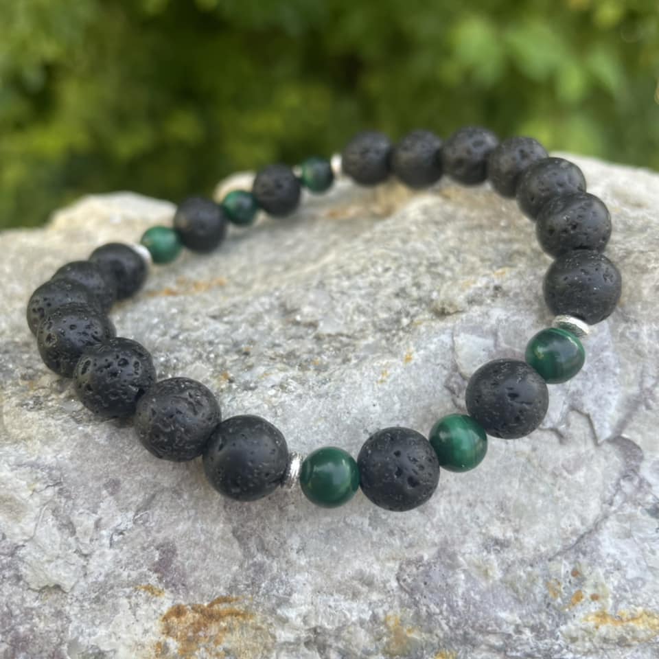 Armband "Malachit & Lava"