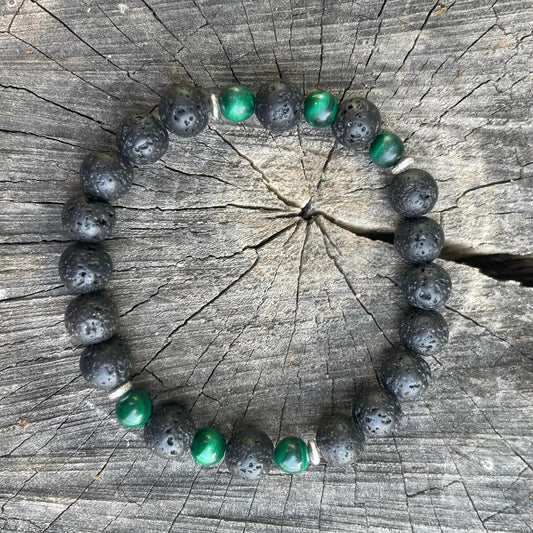 Armband "Malachit & Lava"