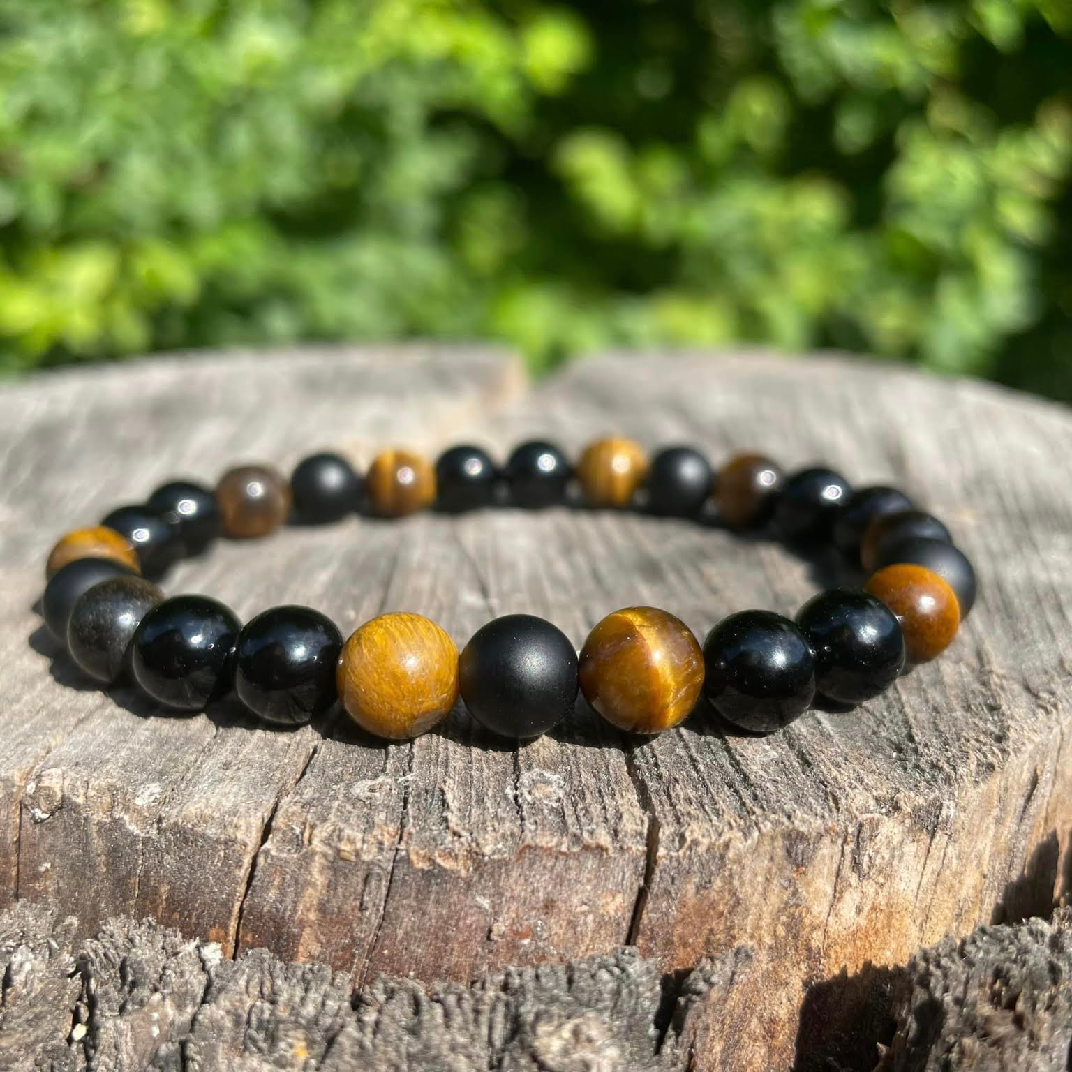 Armband "Tigerauge & Onyx"