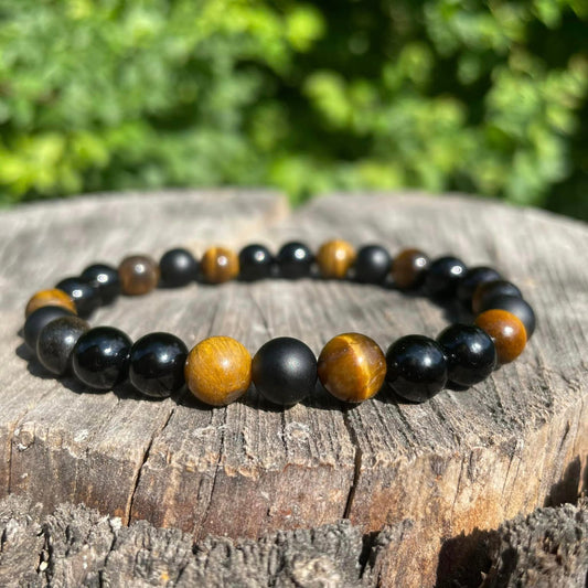 Armband "Tigerauge & Onyx"