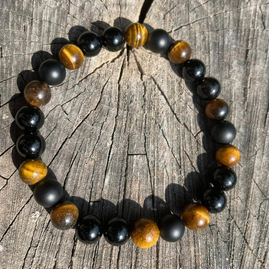 Armband "Tigerauge & Onyx"