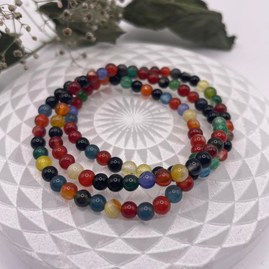 Kinderkugelarmband mit 4mm Edelstein-Perlen im bunten Mix – WUNDERSTEIN
