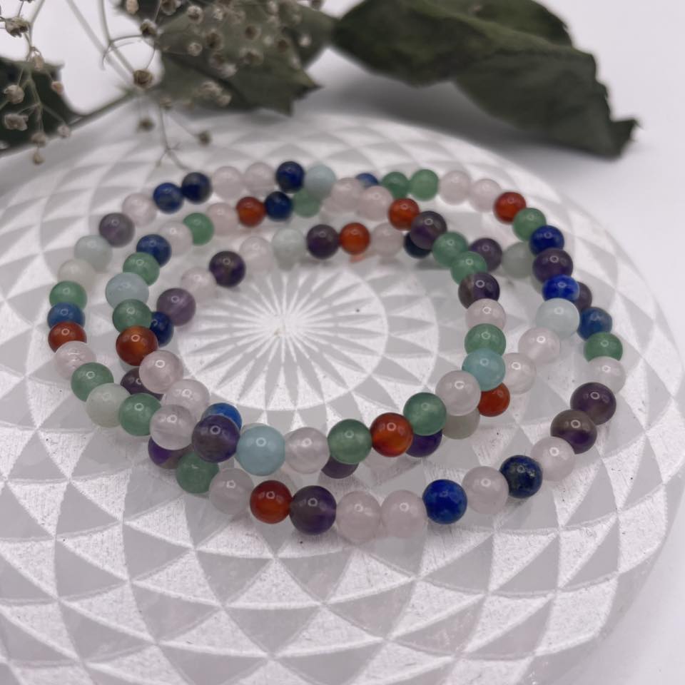 Kinderkugelarmband mit 4mm Edelstein-Perlen im hellen Pastell-Mix – WUNDERSTEIN