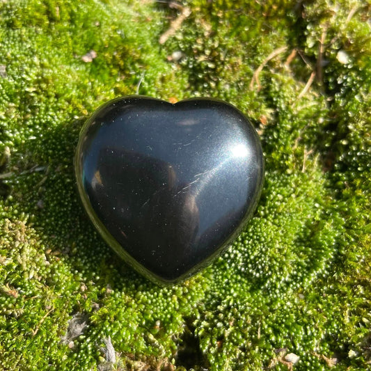 SCHWARZER OBSIDIAN - Herz gebohrt 30mm