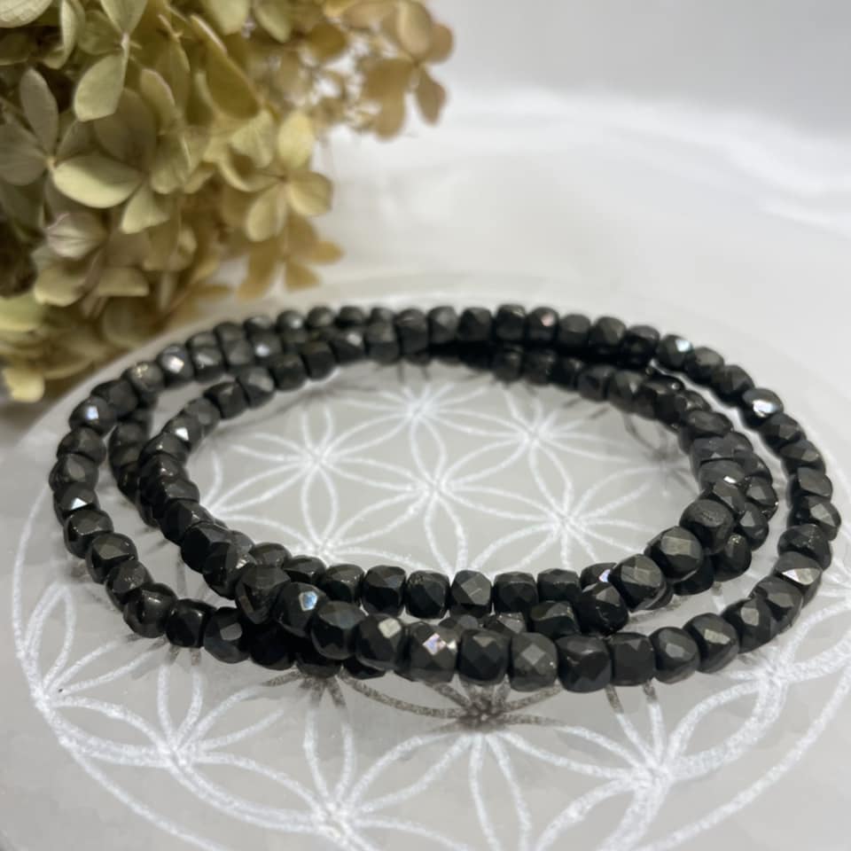 WÜRFEL-ARMBAND 4mm - Pyrit