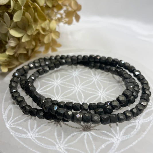 WÜRFEL-ARMBAND 4mm - Pyrit