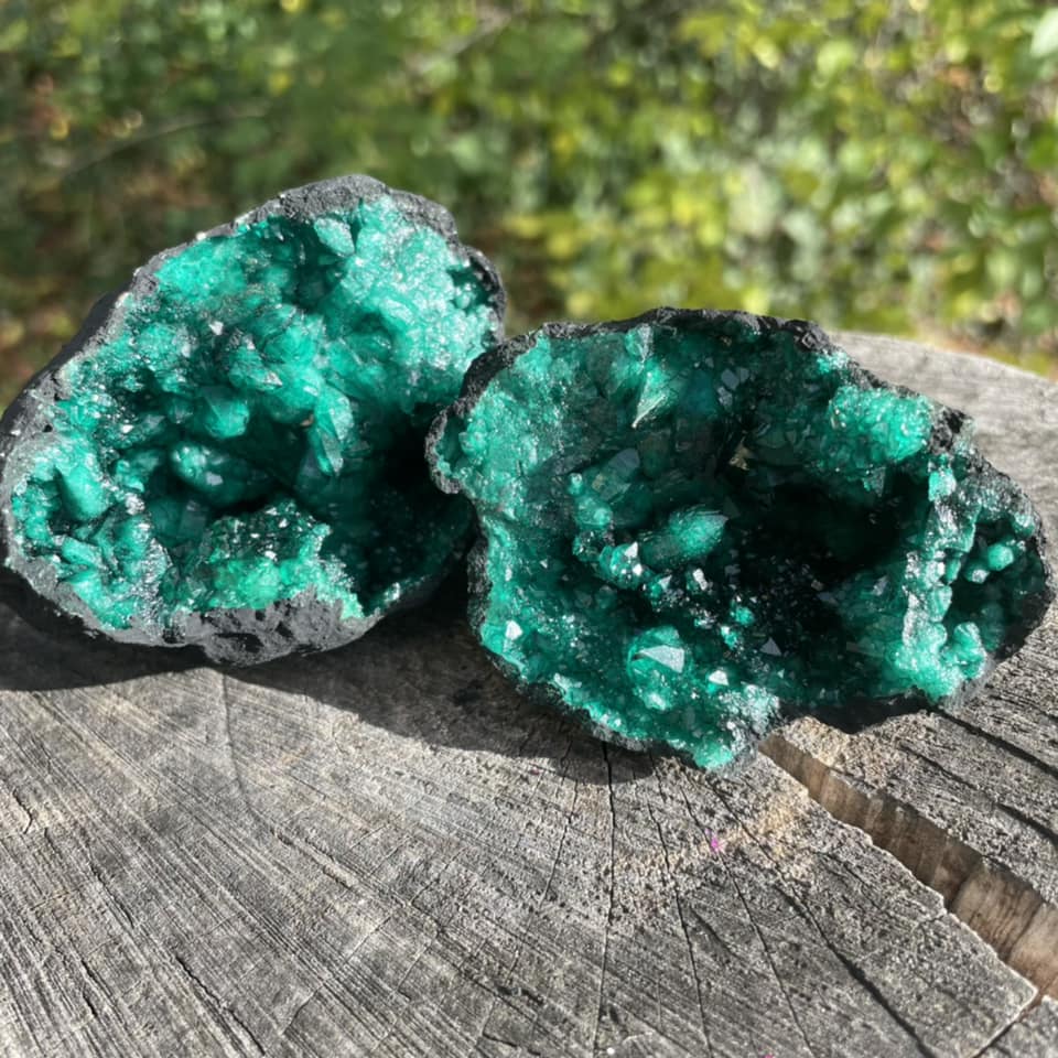 GLITZERGEODE (2-teilig) - Grün