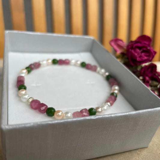 Armband "Rosa Turmalin & Nephrit-Jade"