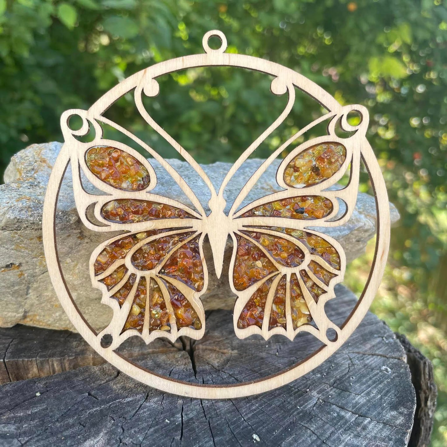 Bernstein-Fensterbild "Schmetterling"