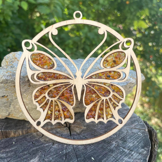 Bernstein-Fensterbild "Schmetterling"