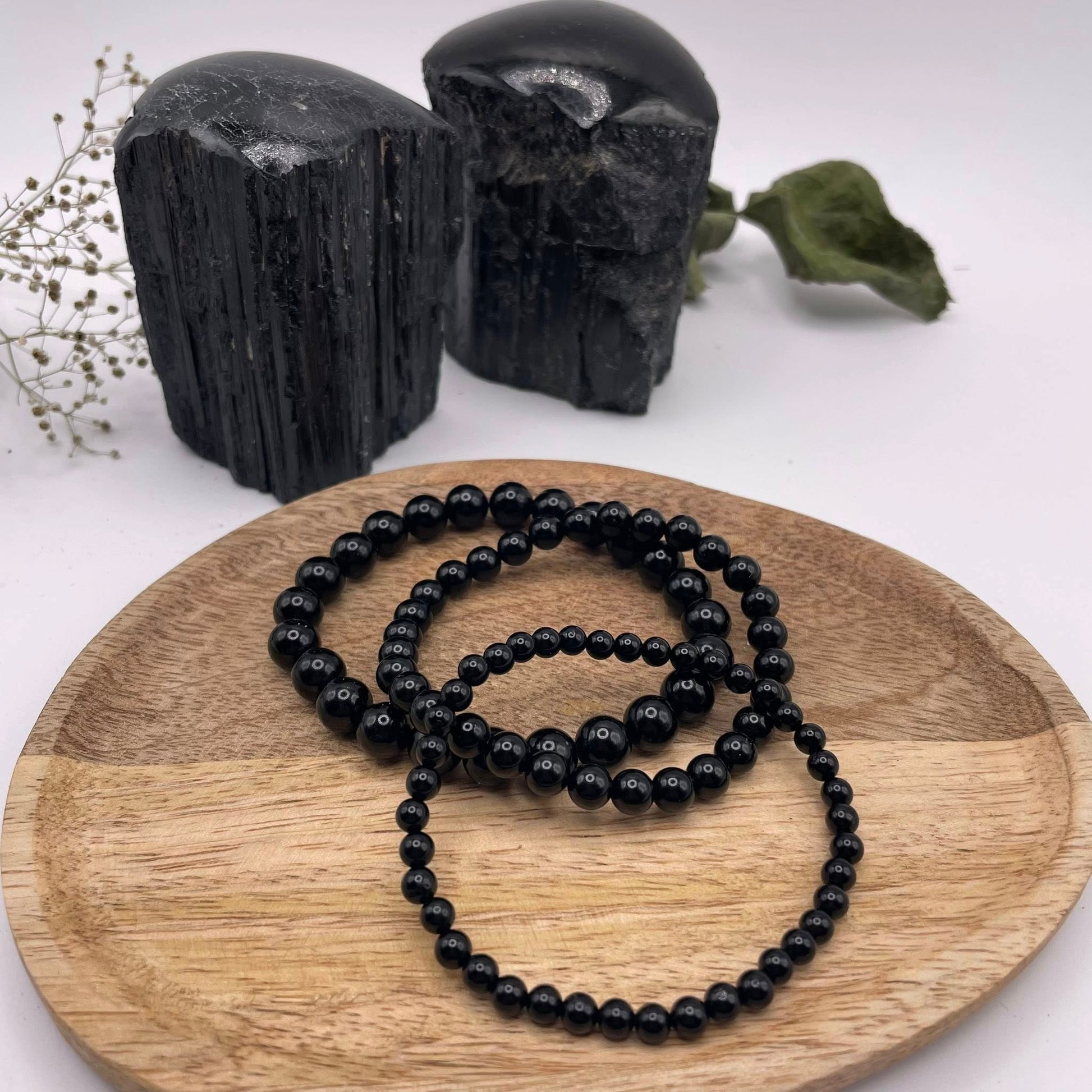 Kugel-Armband Schwarzer Turmalin 4mm – Naturstein Edelsteinschmuck WUNDERSTEIN