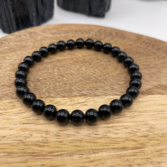 „Kugel-Armband 6mm aus schwarzem Turmalin (Schörl) – handgefertigt bei WUNDERSTEIN"