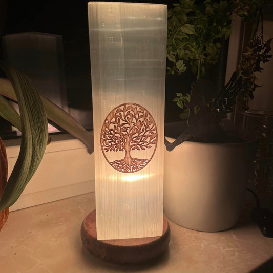 Selenit-Lampe "Lebensbaum"