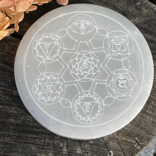 Selenit-Ladeplatte "Chakren"