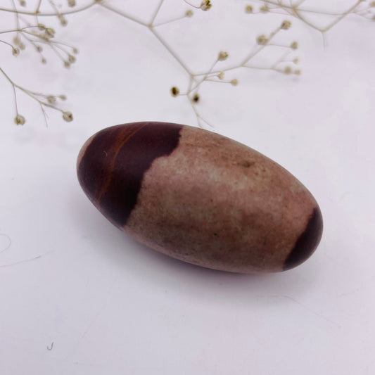 Shiva Lingam Unikat Nr. 15 – Kraftstein aus dem Narmada-Fluss, ca. 5×2,5×2,5 cm, Vorderansicht | WUNDERSTEIN
