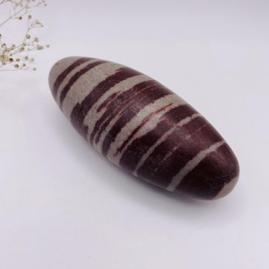 Shiva Lingam Nr. 4 – natürliche Maserung und ovale Form, Narmada-Fluss Indien | WUNDERSTEIN
