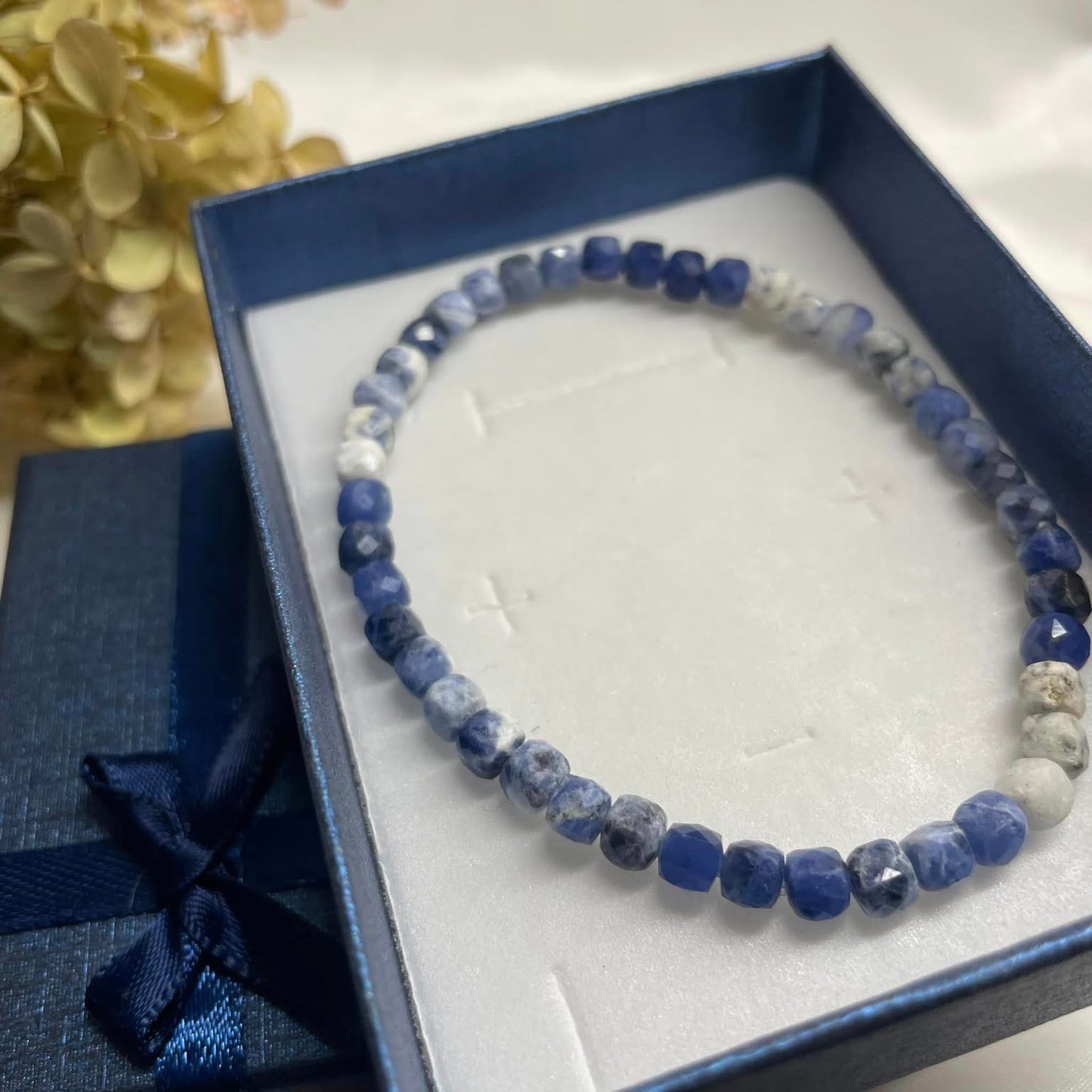 WÜRFEL-ARMBAND 4mm - Sodalith