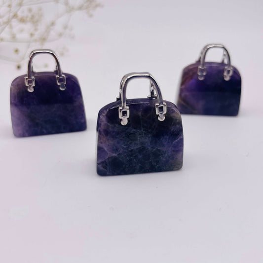 Dekoratives Mini-Täschchen aus echtem Amethyst – intensiv violett mit natürlicher Maserung, WUNDERSTEIN