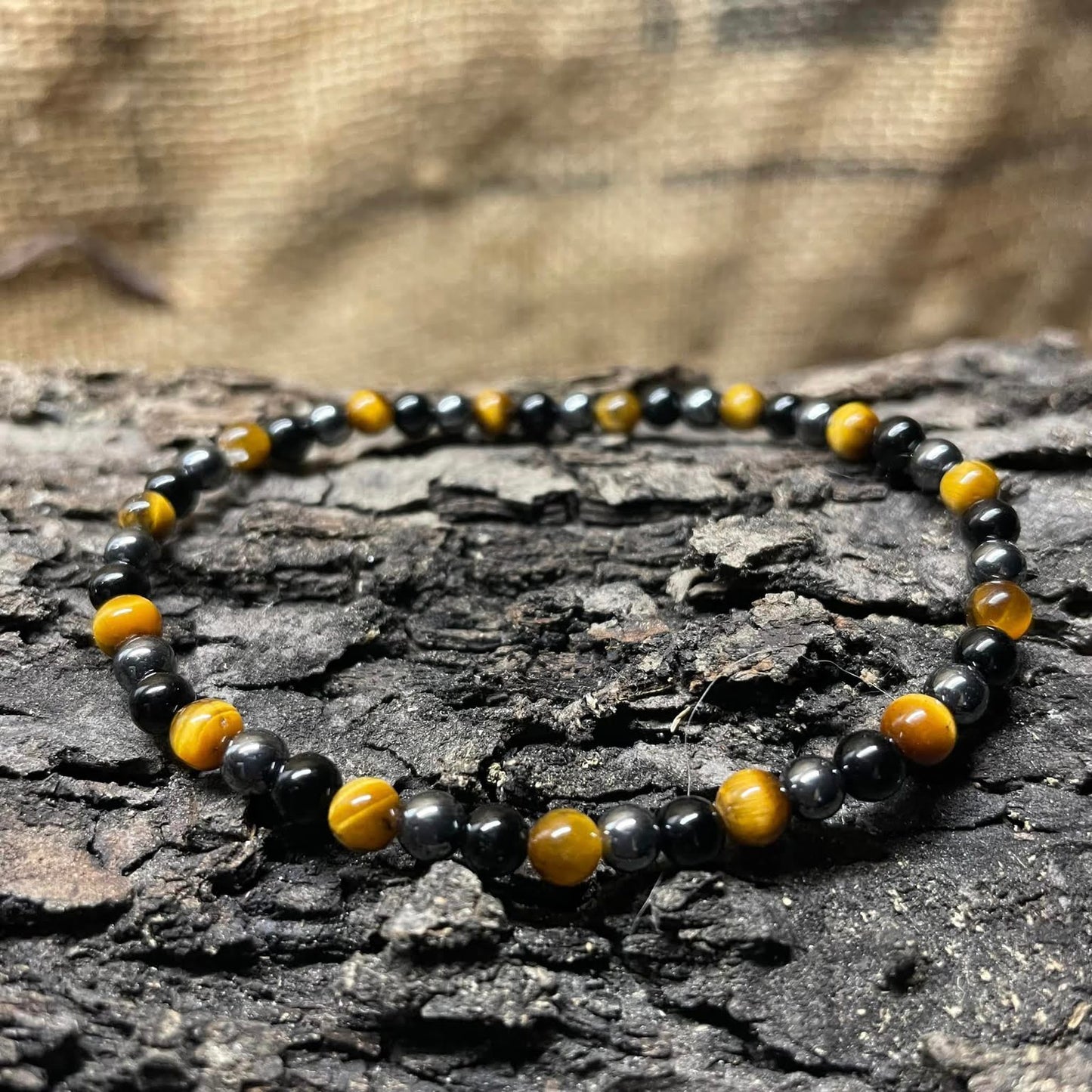 THE GUARDIAN – Der Beschützer | Edelsteinarmband 4mm Tigerauge, Onyx & Hämatit