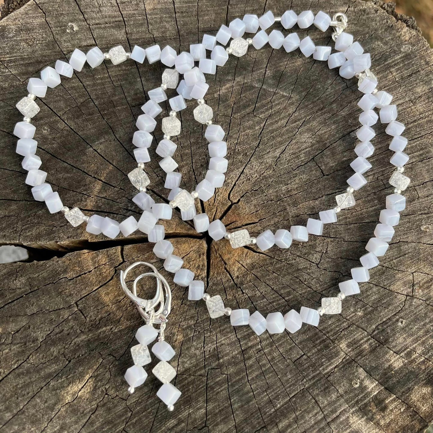 3-teiliges Schmuckset "CHALZEDON & BERGKRISTALL"