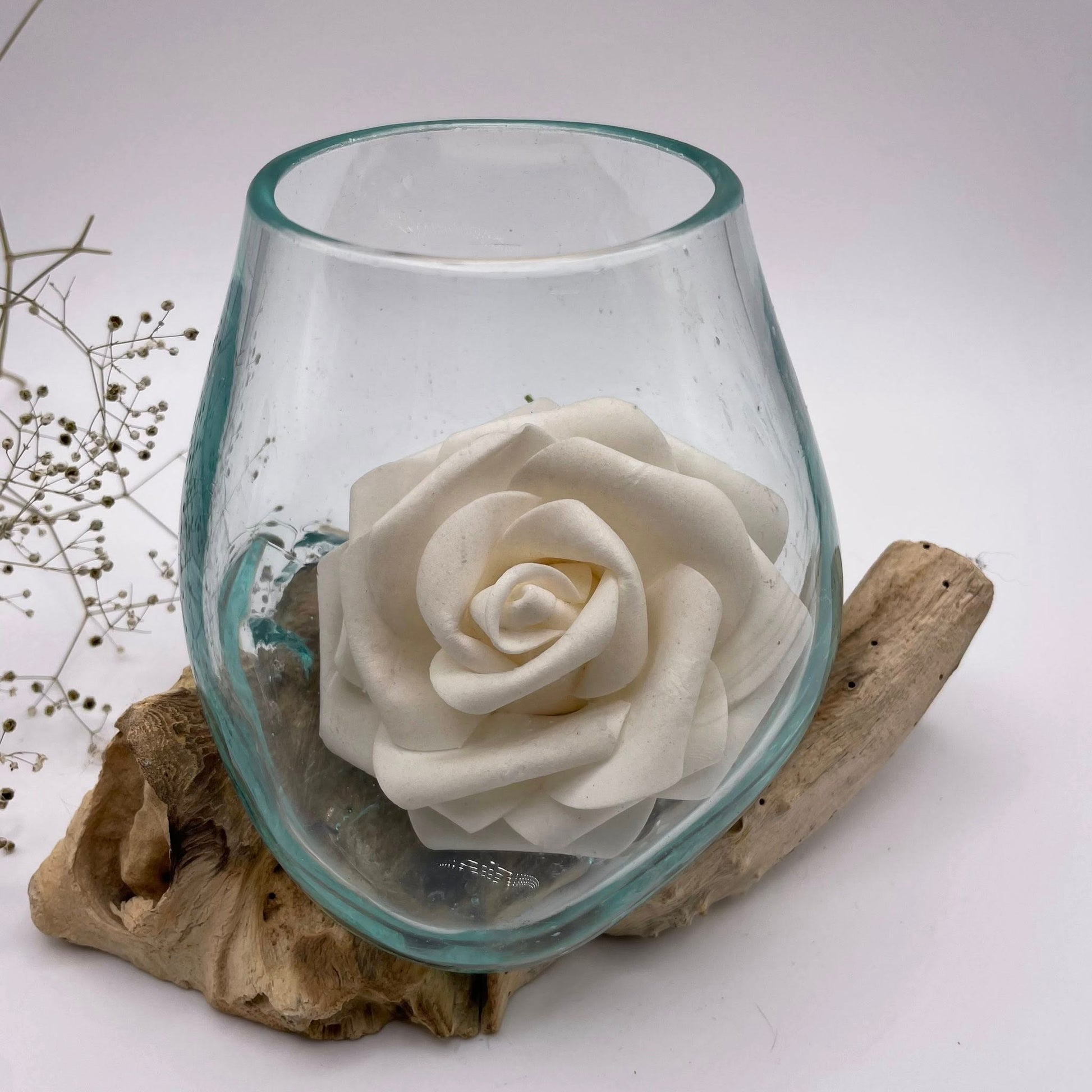 Glasschale auf Kaffeestrauch-Wurzelholz – handgefertigtes Unikat, ca. 20×13×12 cm – WUNDERSTEIN
