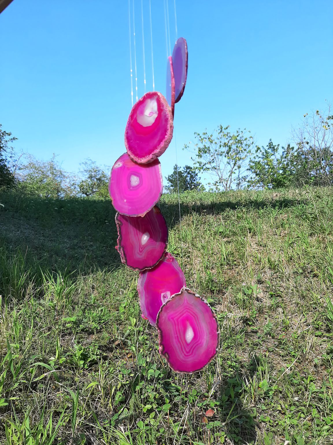 Achatscheiben – Windspiel rosa