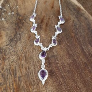 Silbercollier mit Amethyst facettiert