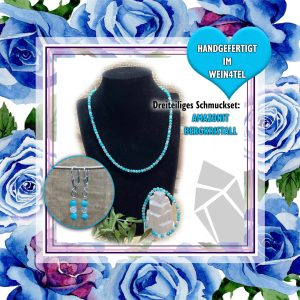 Dreiteiliges Schmuckset „Amazonit & Bergkristall“