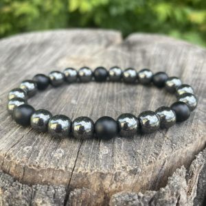 Armband „Hämatit & matter Onyx“