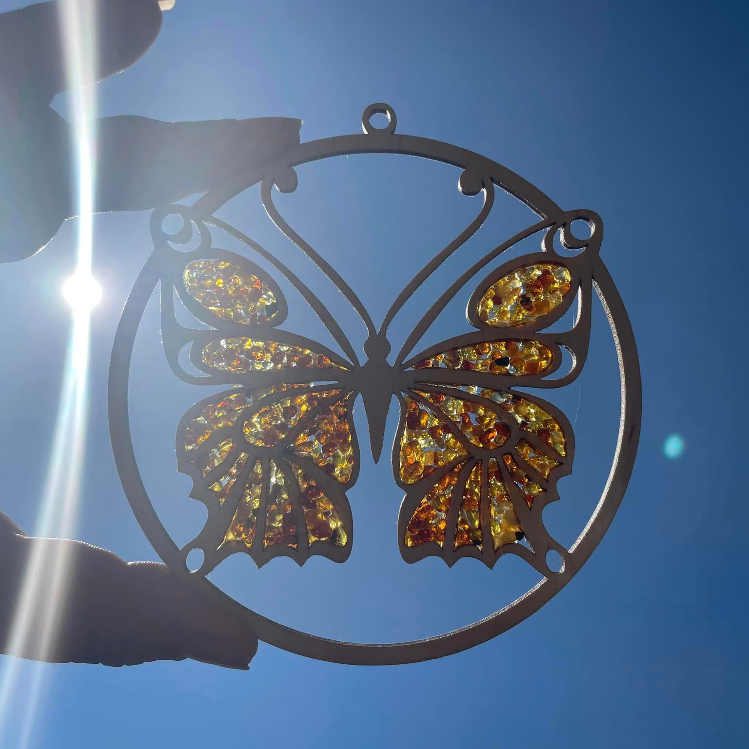 Bernstein-Fensterbild “Schmetterling”