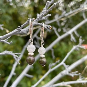 Ohrschmuck „Drachenblutjaspis & Bergkristall“