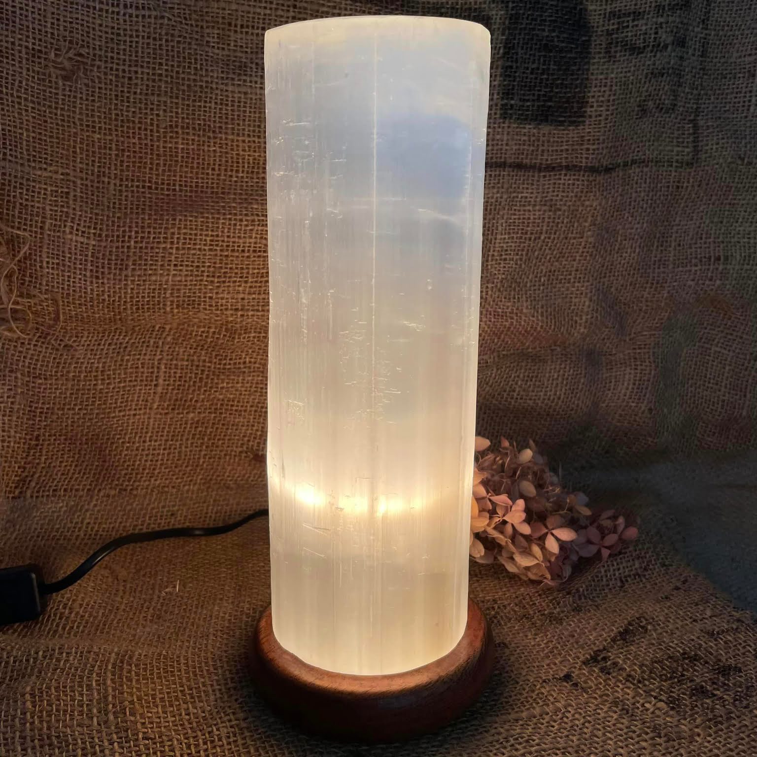 Selenit-Lampe “Zylinder”