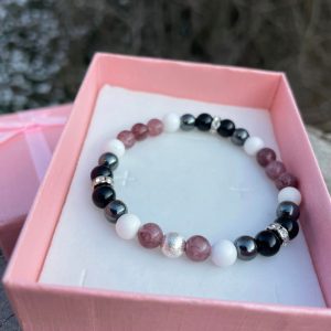 Armband „LEPIDOLITH, ACHAT & ONYX“