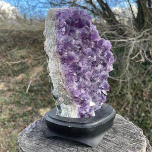 Amethystdrusenstück auf Holz